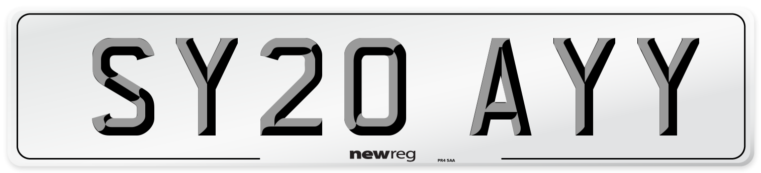 SY20 AYY Number Plate from New Reg